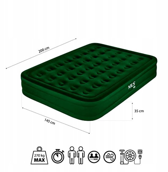 Nils Camp 2-persoons luchtbed King Size groen met elektrische pomp — afbeelding 3