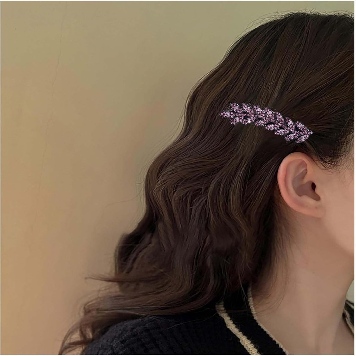 Crystal Leaf Hair Clip Goud Strass Leaf Barrettes Cz Clips Strass Haar Pin Headpieces Decoratieve Bobby Pins Wedding Haaraccessoires voor Vrouwen (Paars)