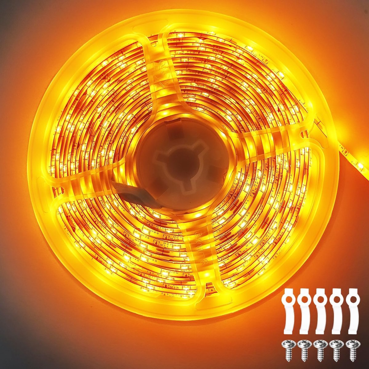Ledstrip 5M, 12V Geel LED Strip Licht SMD2835 LED Decoratie, Snijbaar Flexibel Waterdicht Ledstrip voor Slaapkamer, Bar, Decoratie Keuken Kerstmis (zonder Voedingstekker)