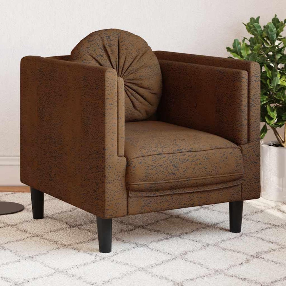 Fauteuil met kussen, bruin, kunstleer, suède-look, woonkamerbanken, kantoorbanken voor kantoor
