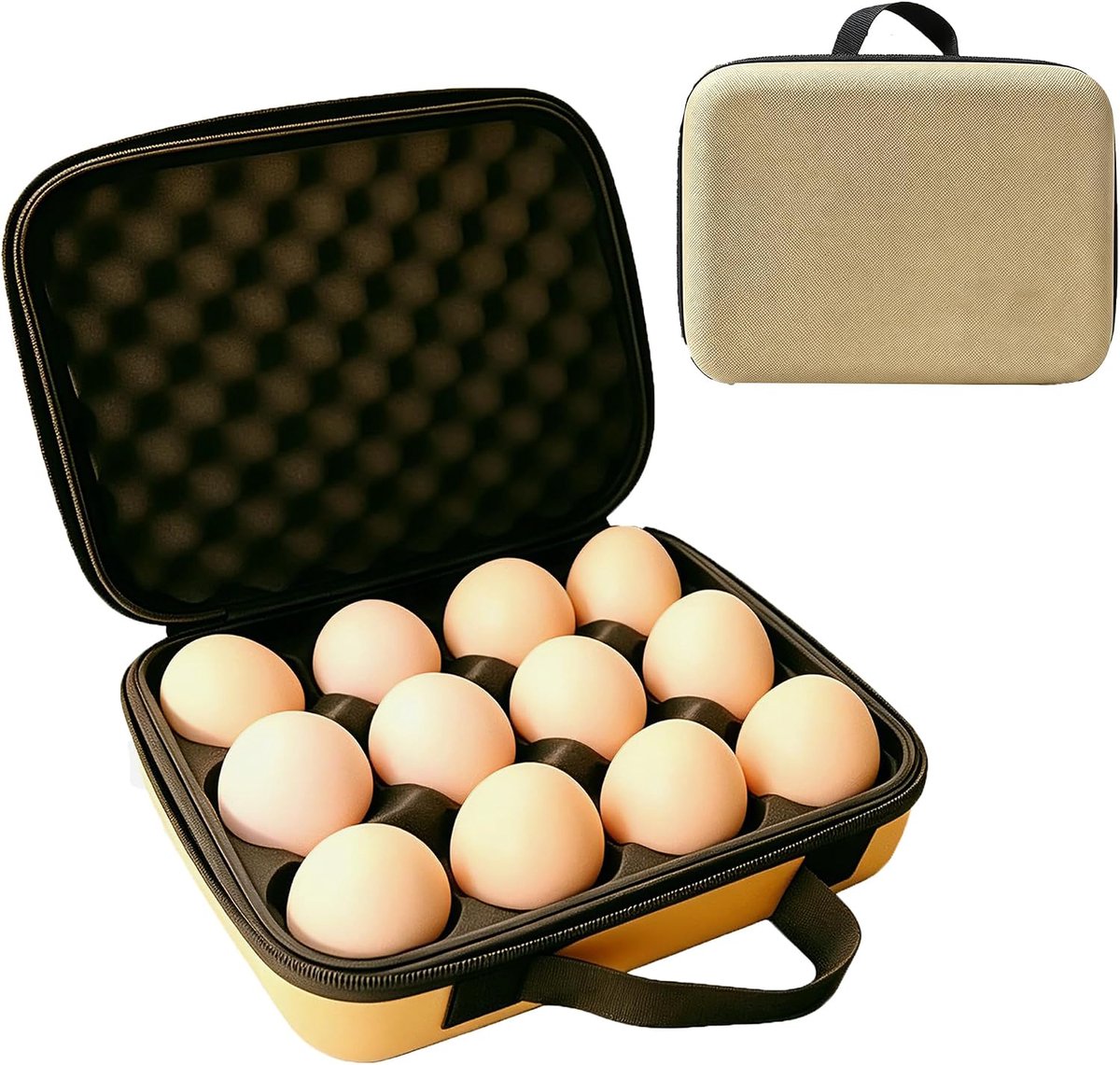 Eierdoos voor buiten met deksel, 36 x 22,5 x 4,7 cm, eierhouder, 12 herbruikbare vakken met handvat, eierhouder voor buiten, met deksel, voor feestjes, picknick, reizen