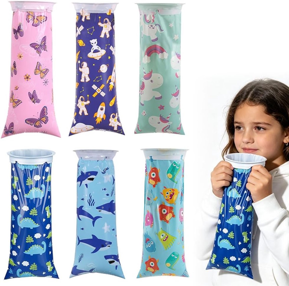 30 stuks poepzakjes auto kinderen, 1000 ml cartoon PE poepzakjes lekvrij