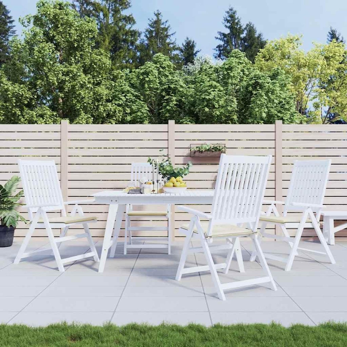 4 STK. Crème 40x40x4 cm Oxford-stof met crème tuinkussen voor buiten en binnen, duurzaam zitkussen met antislip ontwerp en zacht