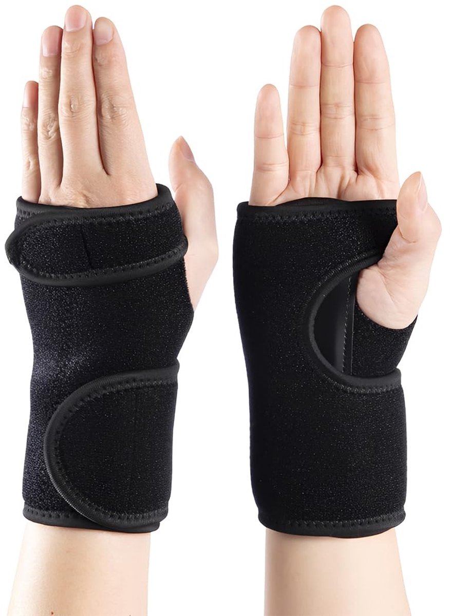 1 x fitness polssteun, verstelbare rubberen bekleding, ademend comfort, geschikt voor training, gewichtheffen en herstel van verstuikingen, zwart, 34 x 15 cm