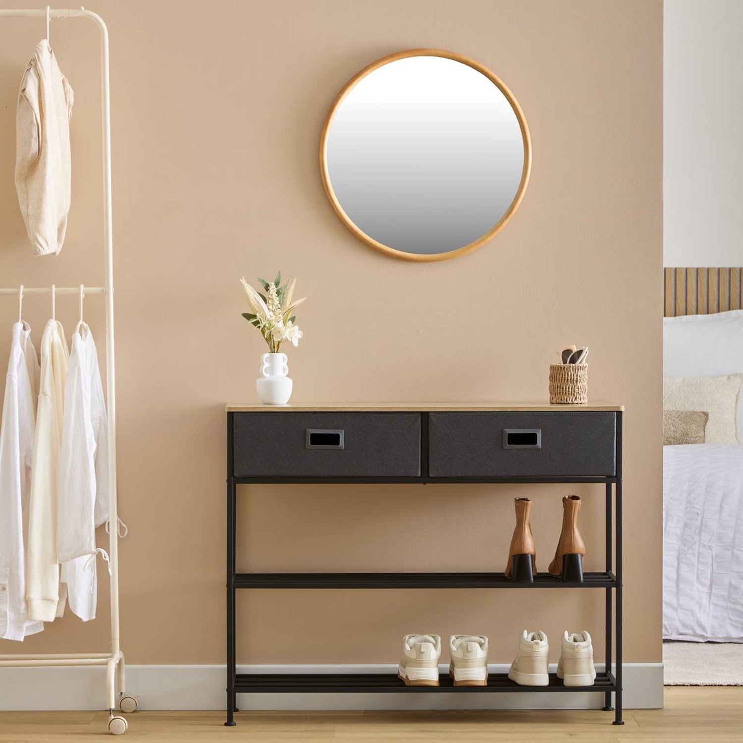 5 Five Simply Smart Schoenenkastje met 2 lades van staal en hout TISSA Gris fonce