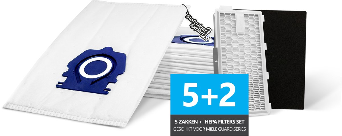 Stofzuiger Expert 5x PREMIUM PRO 3D Stofzuigerzakken + HEPA Filter SET - Geschikt voor Miele GUARD - 5 Stofzakken + HEPA H13 en Motor filter meegeleverd! Premium kwaliteit zakken - Cat & Dog - Anti Allergie -Geschikt voor o.a. Miele GUARD L1, M1, S1