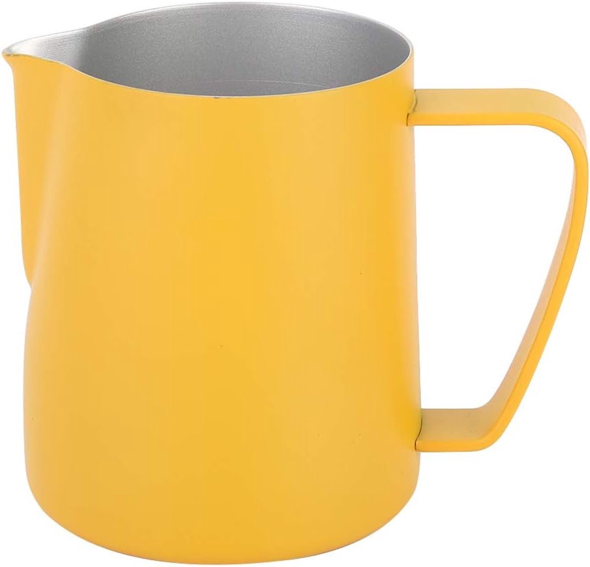 600 ml roestvrijstalen melkopschuimkan, koffiekan met grote capaciteit, koffiekunst maken, opschuimbeker met verdikt handvat voor thuiskoffiewinkel (Geel)