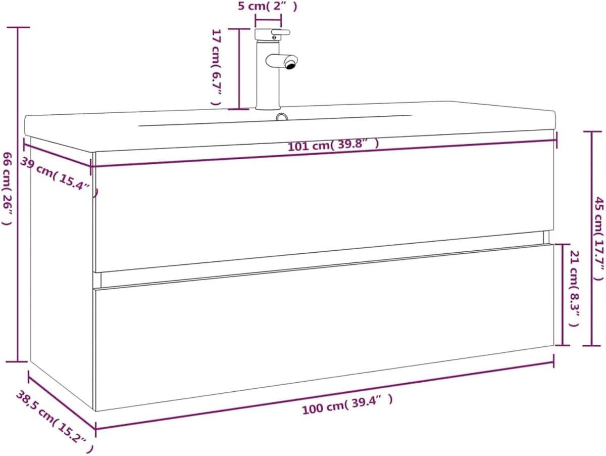 Wastafelkast met inbouwwastafel, badkamermeubelset, badkamermeubel, badkamerspiegel, badkamerspiegel, badkamerspiegel, wastafelonderkast, eiken hout