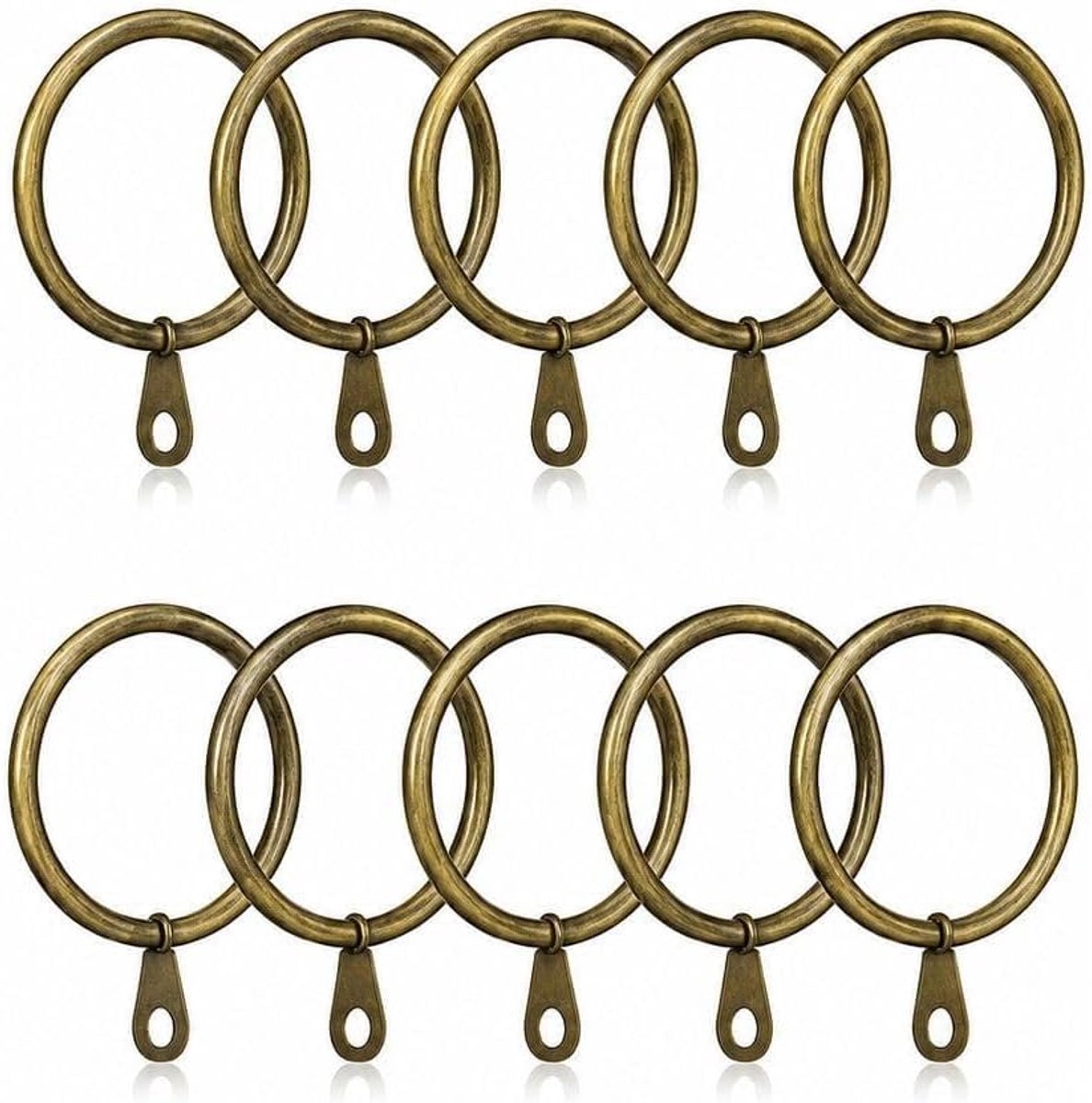 Ringen van metaal, 10 stuks, voor gordijnroedes en stangen, douche en gordijnen (ringen antiek brons 10 stuks)
