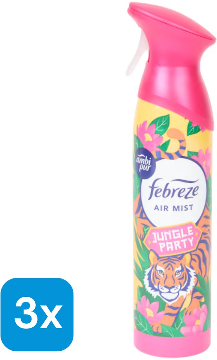 3x 185 ml Ambi Pur Air Mist luchtverfrisser Jungle Party