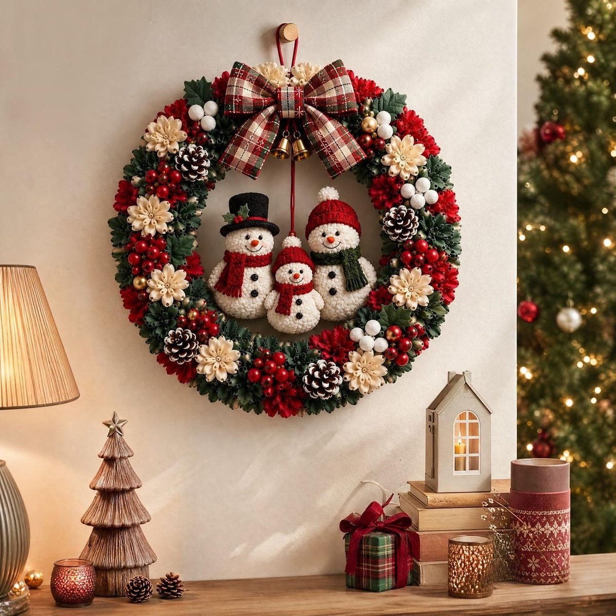 DIY Kerstkrans Pakket met Sneeuwpop - Complete 3D Stoffen Krans Maken Set - met alle Benodigdheden - Kerstkrans Zelf Maken - DIY Handwerkset - Kerstcadeaus - A – foto 6
