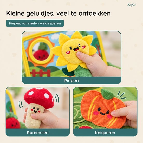 Leefico Pluche Groente & Fruit Speelset - Sensorisch Montessori Speelgoed voor Baby's en Peuters vanaf 6 Maanden en 1 Jaar van Leefico — afbeelding 4