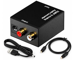 Digitaal naar Analoog Audio Converter - DAC Audio Converter - Voor TV, Versterker en Actieve Speakers - Digitale Audio Adapter met 5V/1A Voeding - Compact Zwart