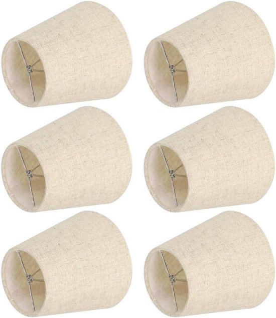 6 Stuks Scandinavische Stijl E14 Kroonluchter Lampenkap Stoffen Wandlampafdekking Accessoire voor Huisdecoratie in Vlaskleur 6 Stuks voor Slaapkamer Woonkamer Hotel Studio — afbeelding 2