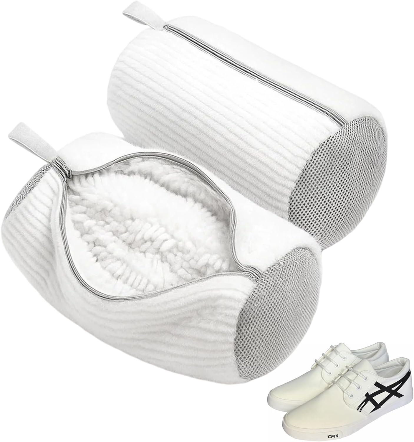 Schoenwaszak, wasmachine, 2 stuks, witte schoenwaszak voor schoenen in de wasmachine, 39 x 19 cm, schoenenzak - ShopVlot