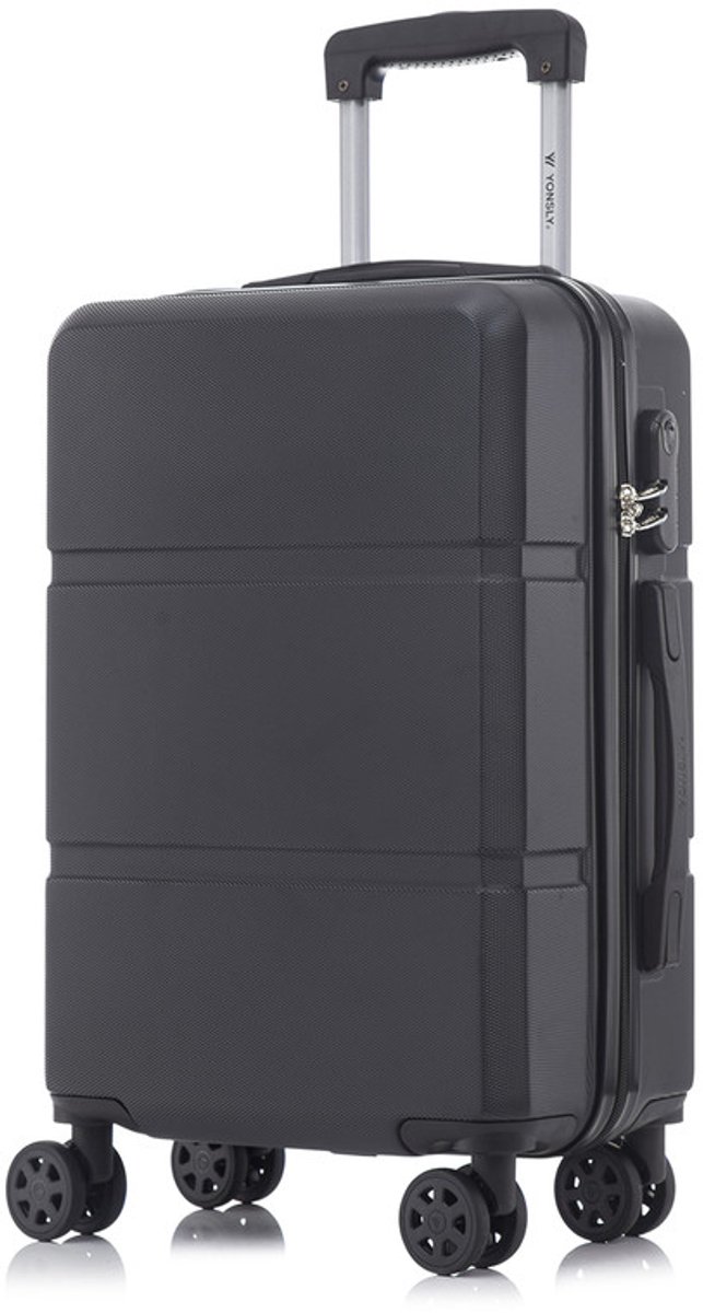 YONSLY Handbagage Koffer - 55cm - 40 L - Cijferslot- 360° Draaibare Wielen - Zwart