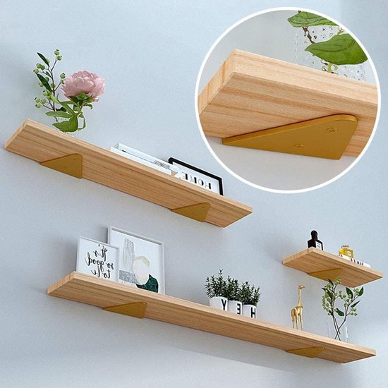 Set van 2 Hoekplank Steunen met Schroeven voor Boekenkasten, Keukenplanken en Badkamerplanken, Ideaal voor Wanddecoratie en Ruimtebesparing — afbeelding 4