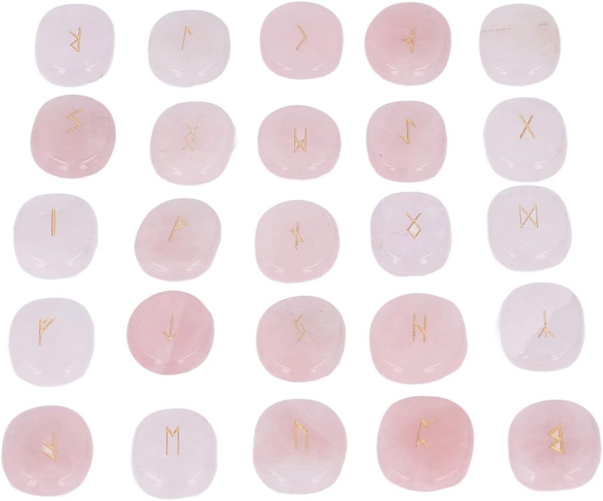 25 Stuks Rozenkwarts Runenstenen voor Waarzeggerij Chakra Healing