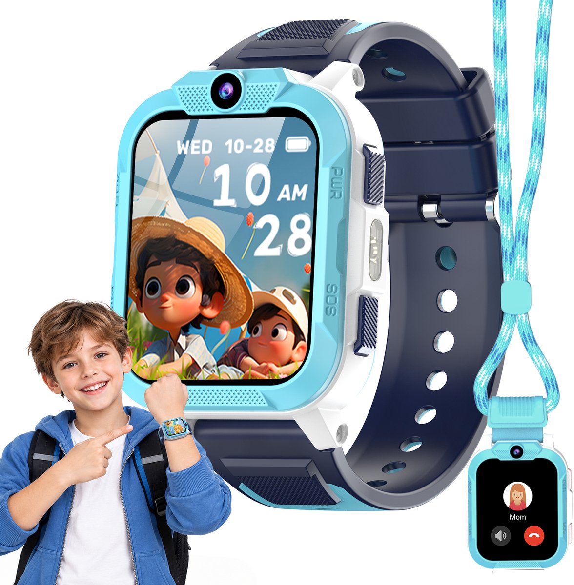 Blackview smartwatch kinderen - smartwatch kind - gps tracker kind - kinder smartwatch met gps - sos knop - smartwatches voor kinderen - 850mAh - 4G - HD -Camera & Videobellen - Blauw