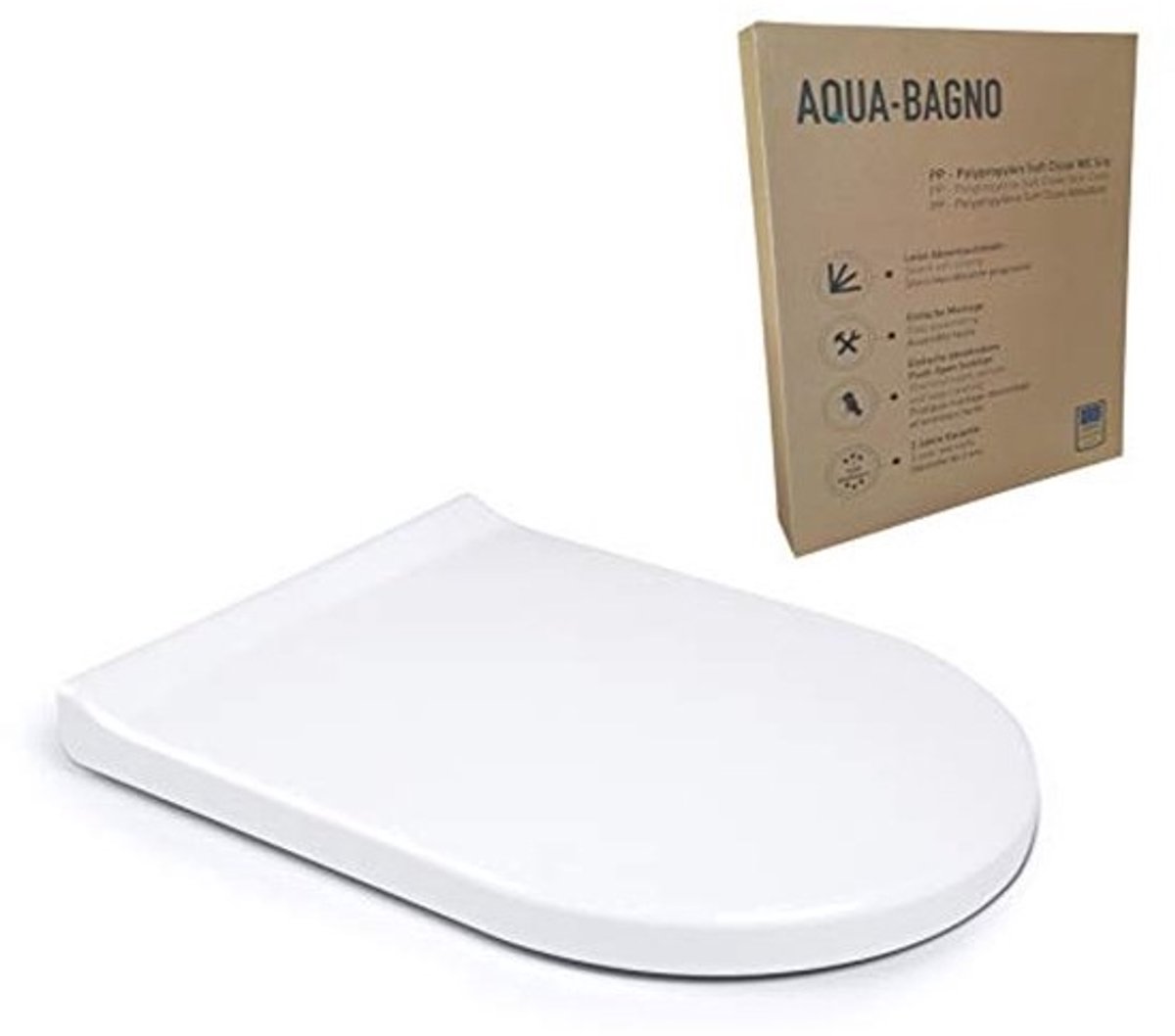 D-vormige toiletbril met softclosemechanisme - afneembaar en wit