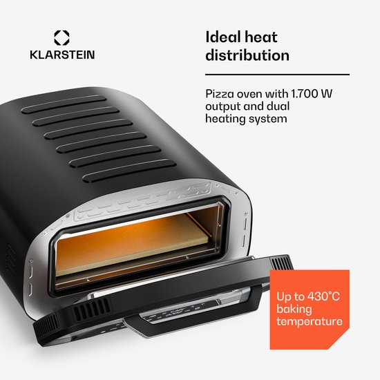 Klarstein Pizzaoven PizzaForno elektrische met 1700 W - 7 programma's + geheugen - digitaal display - 51 cm - voor pizza - voor Keuken - Touch - Pizzaoven Houtskool Steenoven — afbeelding 5