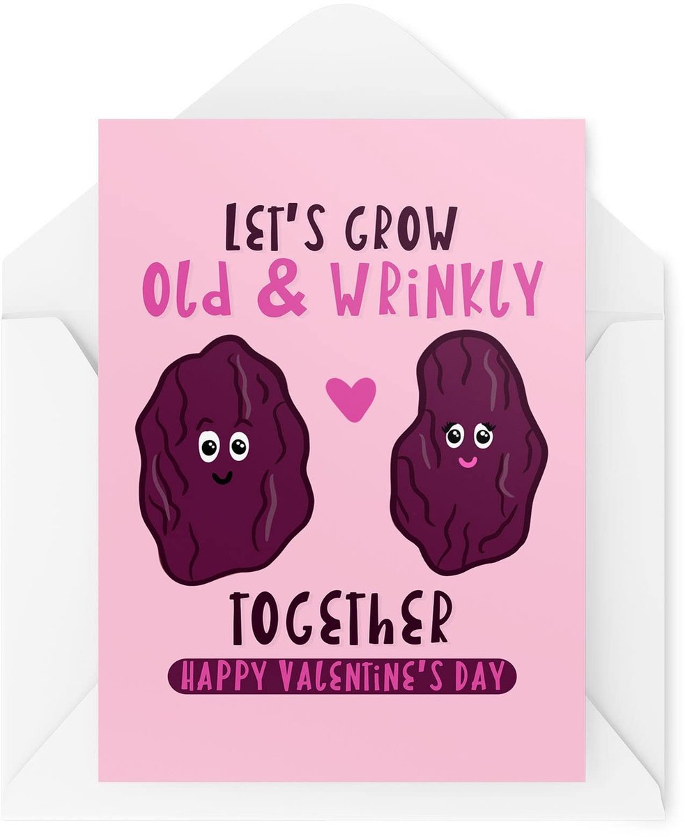Grappige Valentijnsdag kaart - Laten we oud worden en samen rimpelig rozijnen - man vrouw kaarten - Valentijnsdag - ShopVlot