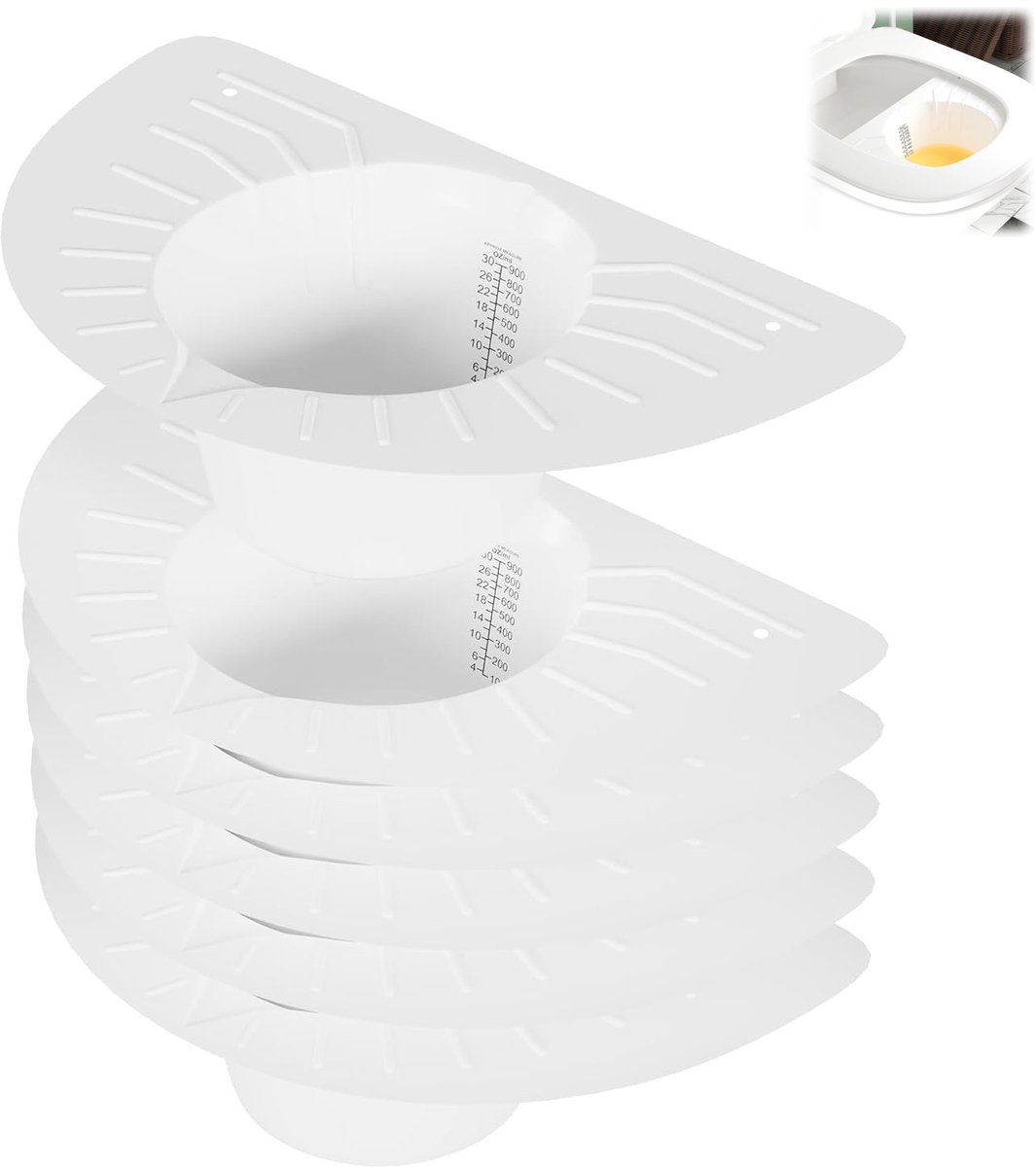6 stuks - urineopvanghoedjes voor toilet - urinecollectie hoed - monsteropvang bak - met meetmarkeringen - capaciteit 900 cc / 30 ons - voor thuiszorg en ziekenhuis - wit