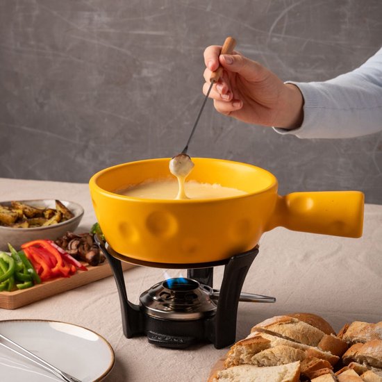 Boska Fondueset Super Cheesy - Kaasvormige Fonduepan - Vaatwasserbestendig - Geel - 1,3 L van Boska — afbeelding 4