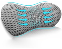 Ergonomisch rugkussen - Lendenkussen - Traagschuim - Rugsteun - Orthopedisch Lendenkussen - Geschikt voor Bureaustoel, Auto, Bed, Bank - grijs - 46×22×15cm