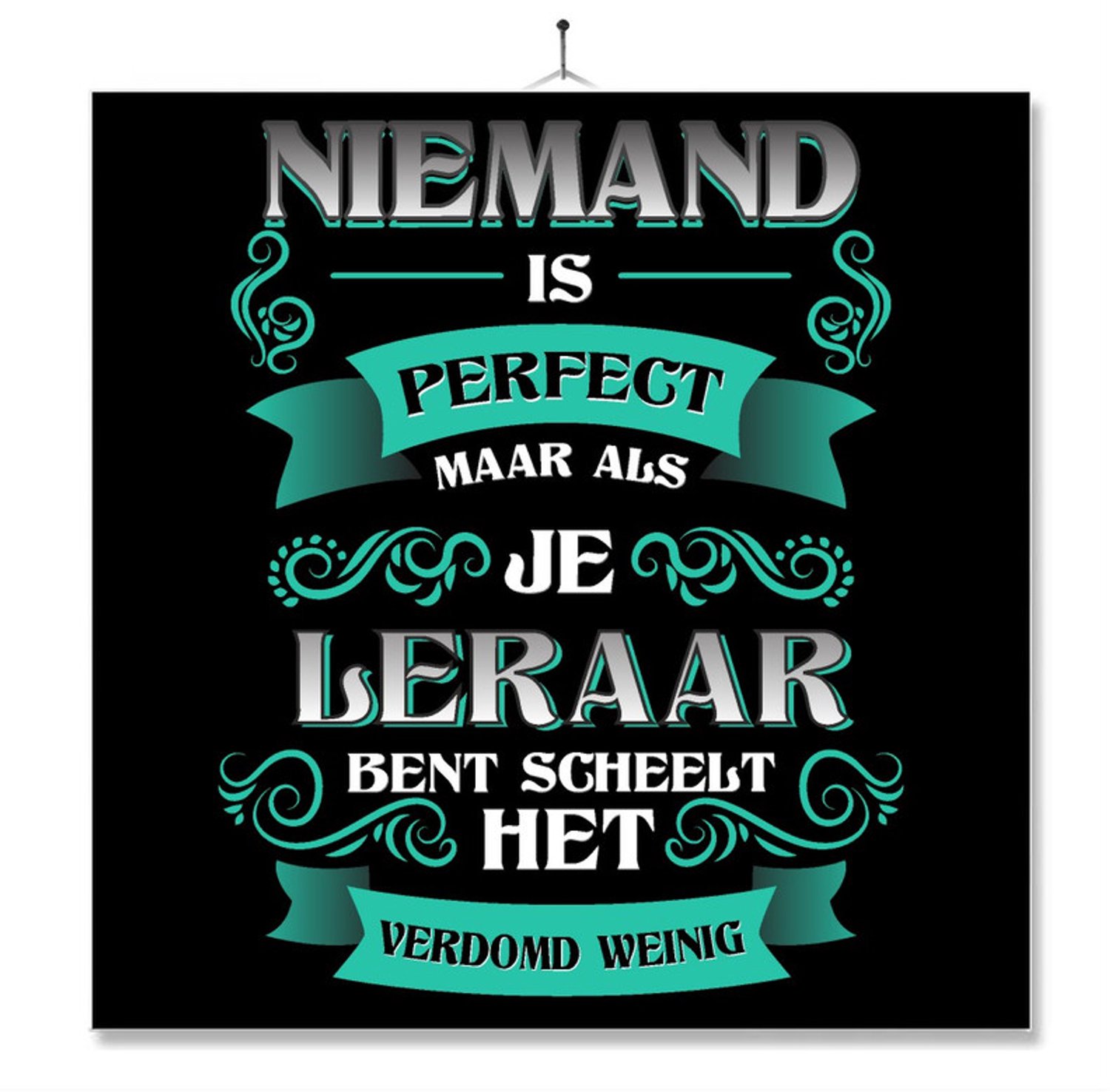MC Living Tegel Met Opdruk | Kado | Cadeau | Niemand Is Perfect | Beroep | Leraar Multi-Color
