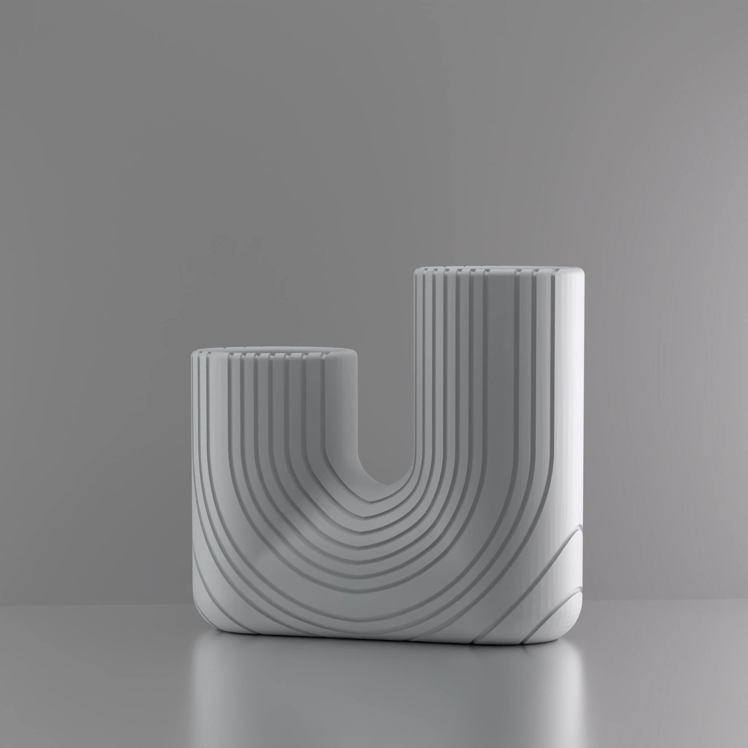 3d-gezellig Symbiose - Vaas - Grijs - Maat 15 cm - Kunststof - Modern - Bloemenvaas - 100% gerecycled PLA (bioplastic)
