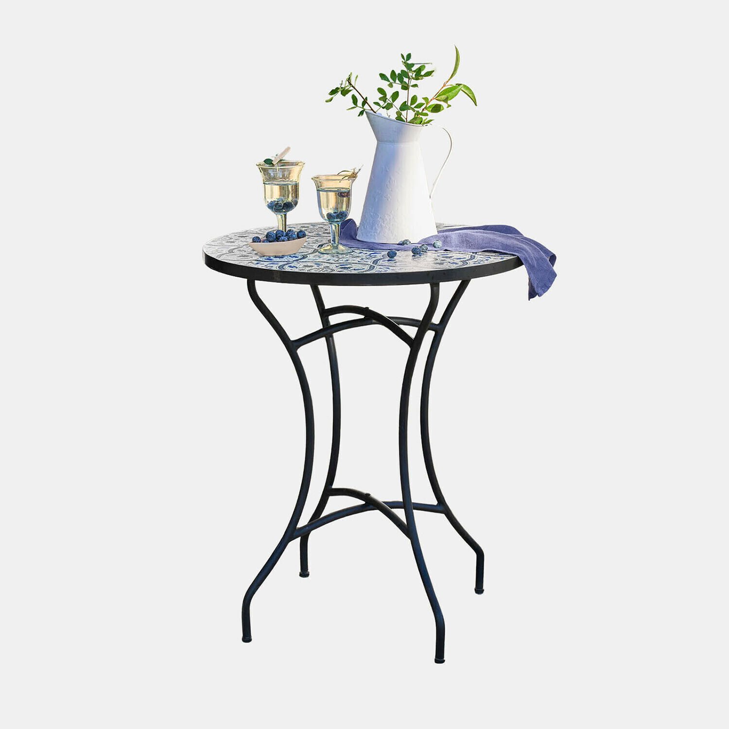 Loberon Tafel Giulessa zwart/wit/blauw