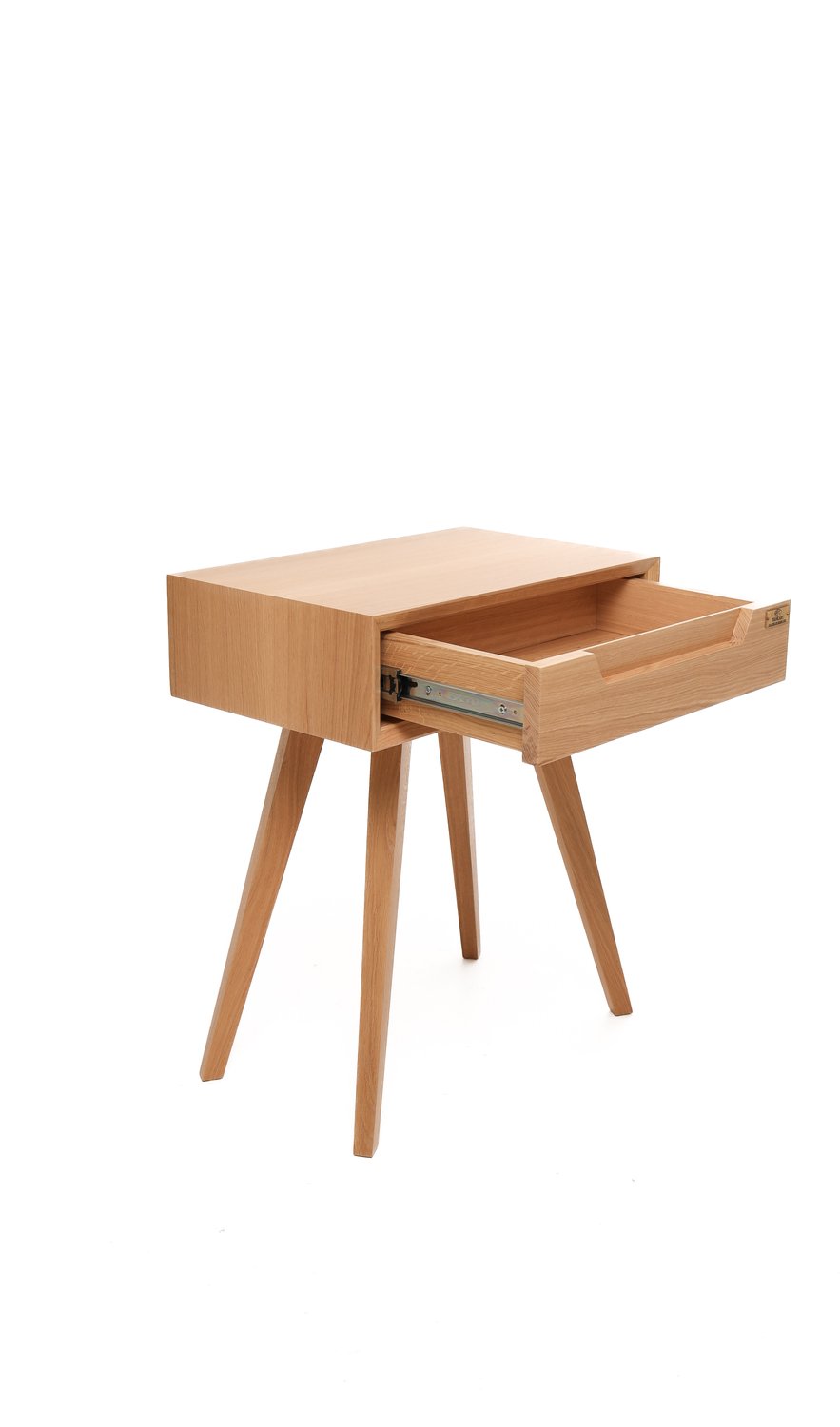 IVANKART Eikenhouten Nachtkastje met Lade – Handgemaakt Bijzetkastje op Poten – Häfele Ladegeleiders – 60 × 50 × 32 cm – IVANKART Natuurlijk eiken