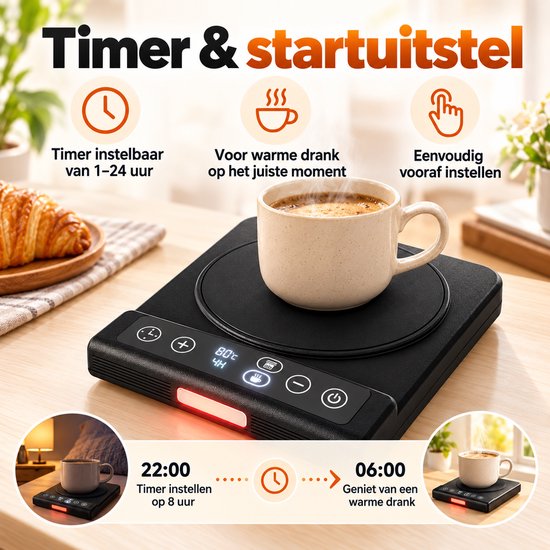 Warmhoudplaat - 2-in-1 Fermentatieverwarmer - Koffiewarmer - Zwart — afbeelding 5