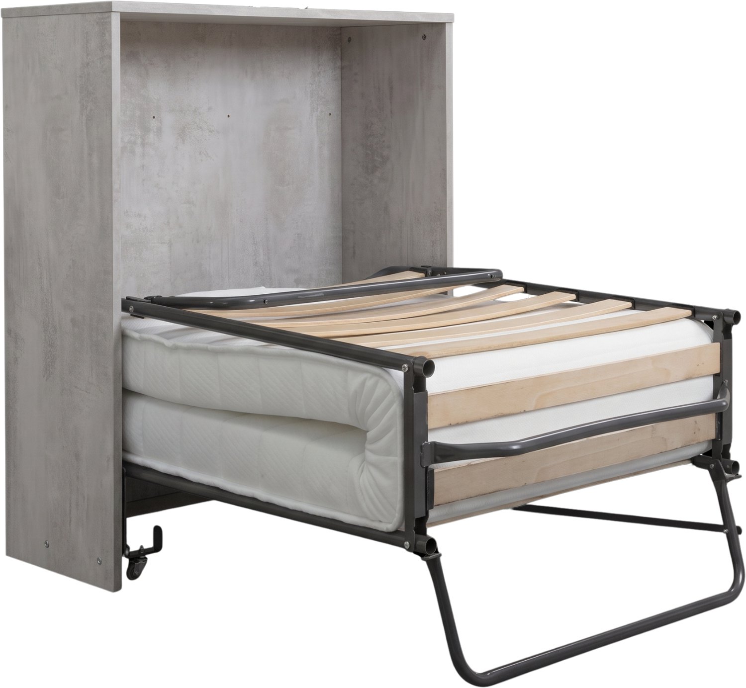 Troonz Matera Grijs Opklapbed Bedkast 80x190 cm - Logeerbed Dressoir - Eenpersoonsbed - Opklapbed 1 persoons met ombouw