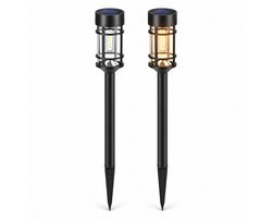 Vicon Solar Tuinverlichting op Zonne energie - 2-Pack - 12 uur Gebruikstijd - Buitenlamp - Tuinlamp - Tuinfakkels - Lantaarn voor buiten