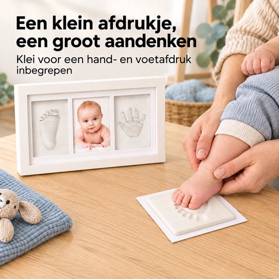 Vicon Premium Baby Fotolijst met Gipsafdruk Voet en Hand - Klei Afdruk Baby - 33 x 20 cm - Kraamcadeau Jongen/Meisje - Babyshower - Kraampakket van Vicon — afbeelding 3