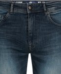 Blauwe Petrol Industries slim fit jeans met vintage wassing, metalen knoop en label op de tailleband.