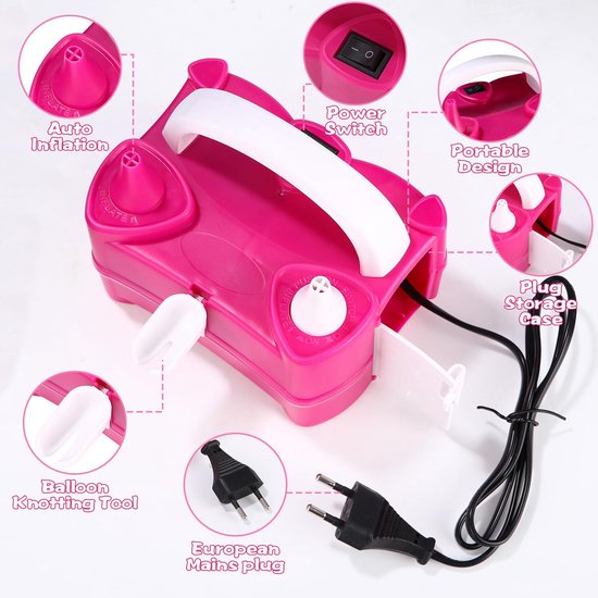 Elektrische balloninflator, 400W elektrische pomp voor ballonnen, elektrische luchtballonpomp met dubbel mondstuk, draagbaar, 2 werkmodi, multifunctioneel voor decoratiefeesten, verjaardagen — afbeelding 4