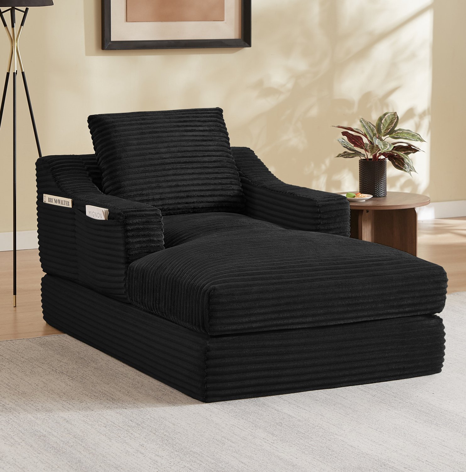 CHICFURN Fauteuil - Uitklapbaar tot bed - Dubbele laag - Zwart