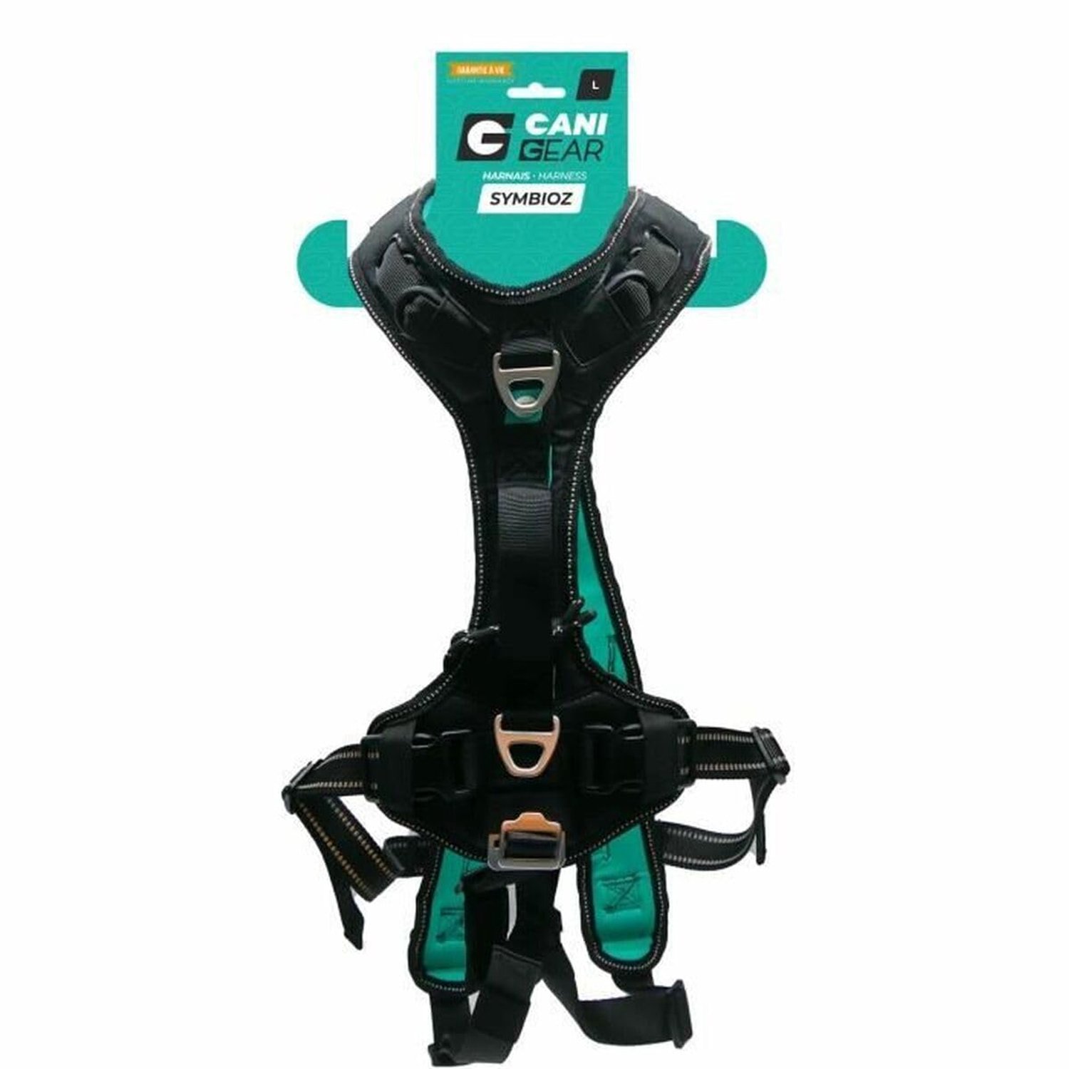Hondenharnas - Zwart/Turquoise, Maat L