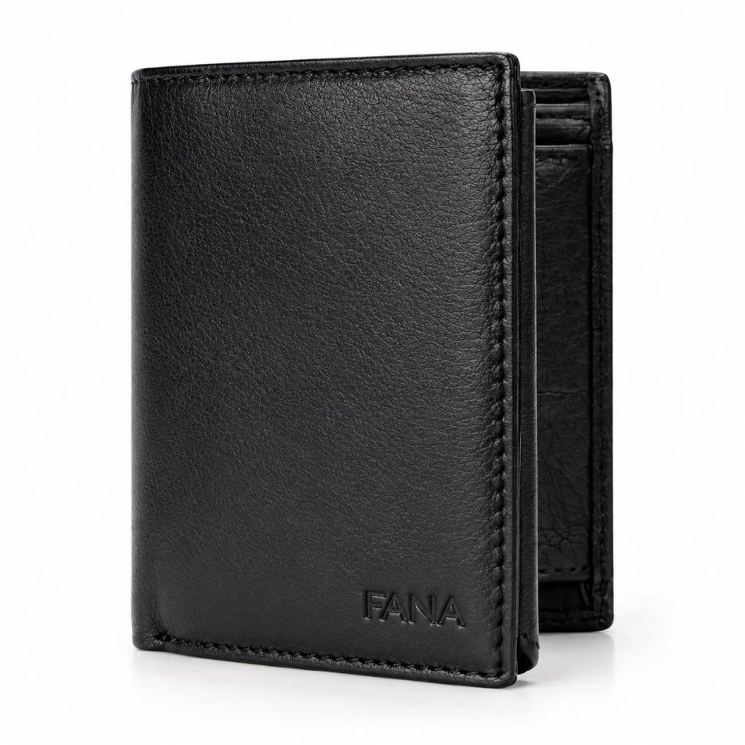 Fana Bags® Leren Heren Portefeuille Zwart - Heren Portemonnee Staand - RFID - Echt Leer - Cadeau
