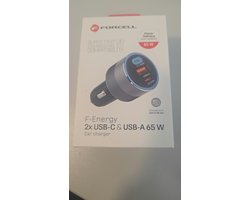 Forcell - Autolader 2x USB-C + USB-A - Snellader 65W PD/QC3.0 - Android Auto & Apple CarPlay - Grijs