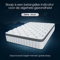 Wit matras met een dikte van 25cm, gepresenteerd boven water tegen een nachtelijke sterrenhemel.