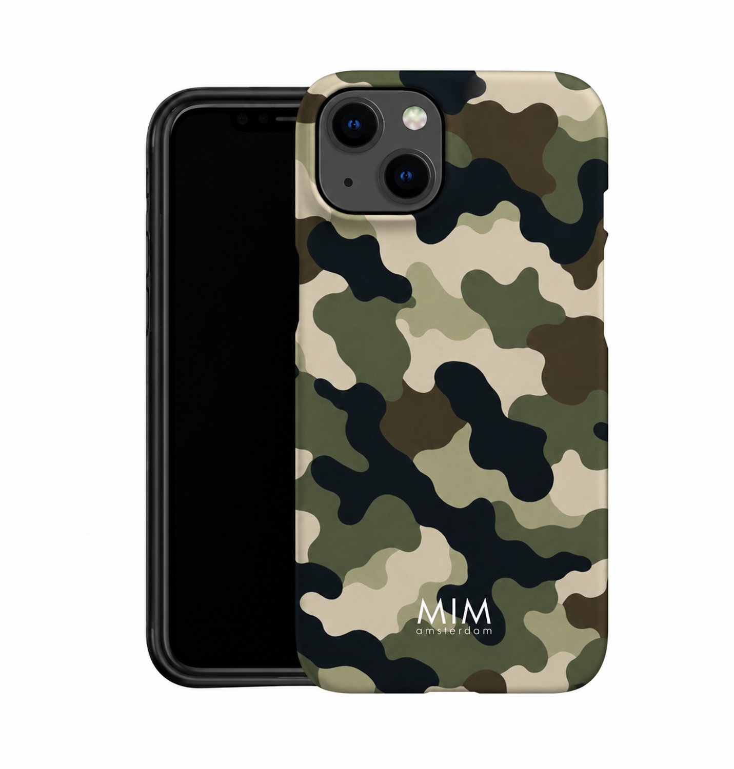 MIM Amsterdam - Undercover - Geschikt voor iPhone 15 - Telefoonhoesje - Shockproof Case - Camouflage Print - Groen met Zwart en Beige – Camo Design - Beschermhoes - Trendy Phone Case
