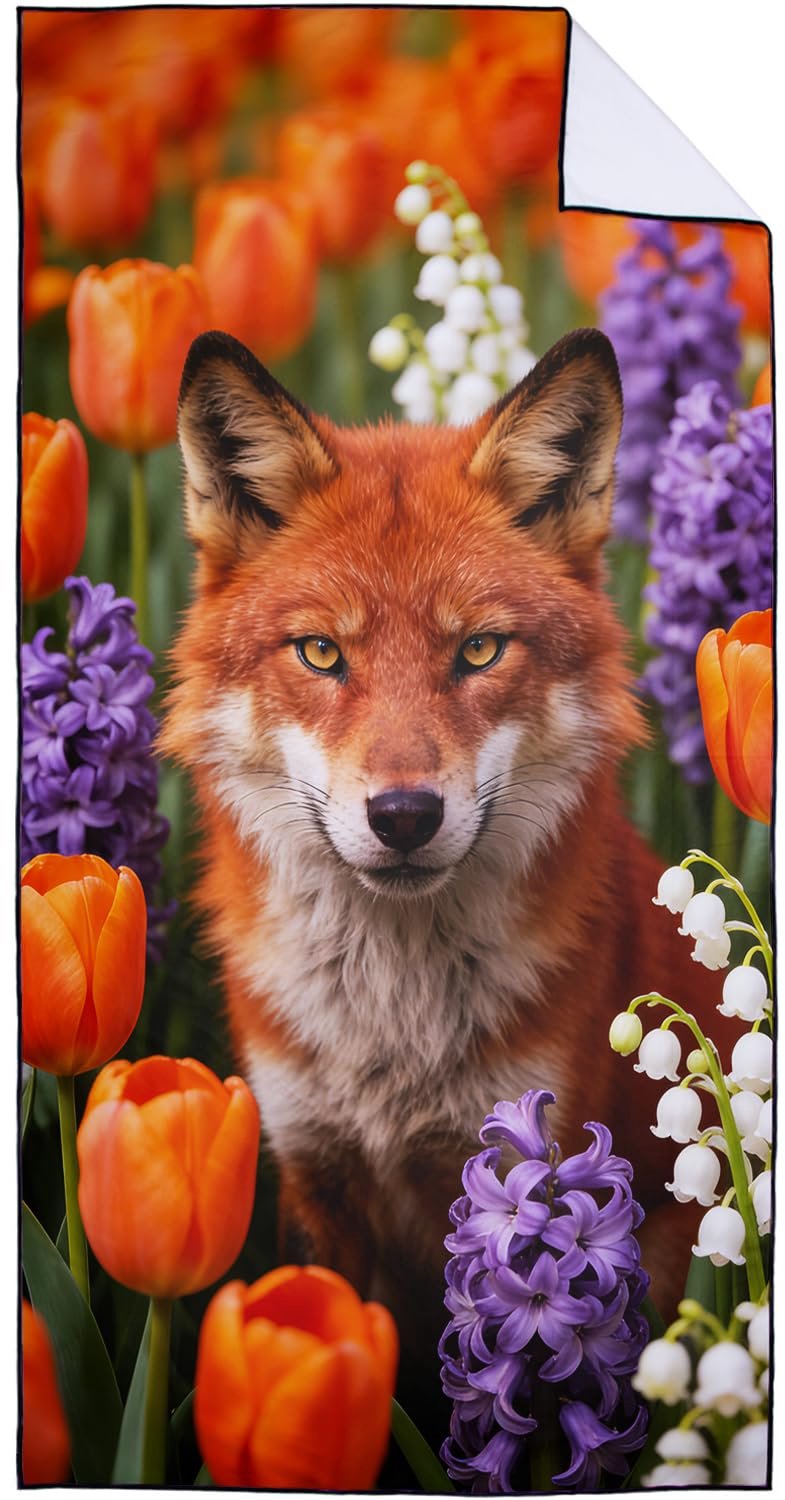 Microvezel Strandlaken 90 x 180 cm Sneldrogend met Fox Motief