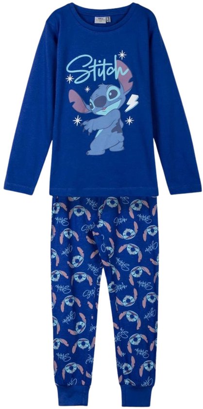Disney Stitch Pyjama - Donkerblauw - 100% Katoen. Maat 146/152 cm - 11/12 jaar