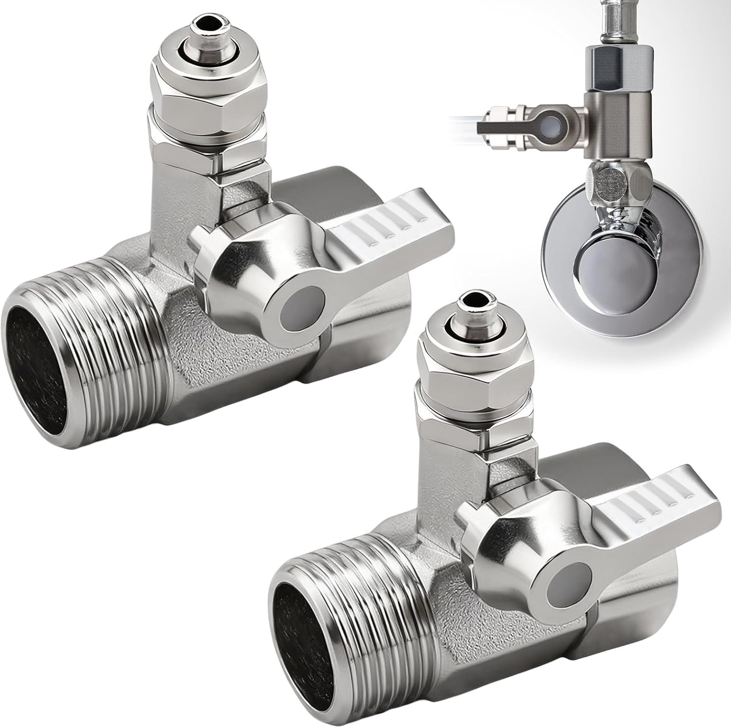 wateraansluitadapter T-stuk 3/8 x 8 x 1/4 inch - koper - afsluitventiel - ideaal voor tuinslang en kraan - 2 stuks - m-winkel