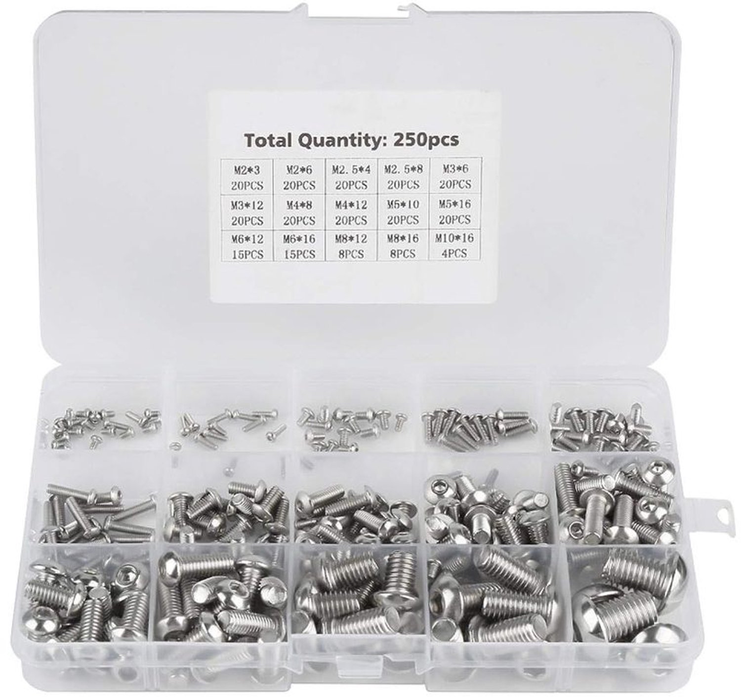 Set van 250 Stuks Machine Schroeven M2 tot M10 voor Computer en Elektronica