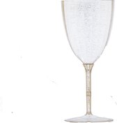 Decorline - 48 wijnglazen van premium kunststof met gouden glitter, herbruikbare stabiel cocktailglazen voor bruiloften en feestjes, 200 ml voor Kertmis, Bruiloften, Verjaardagen en Party's.